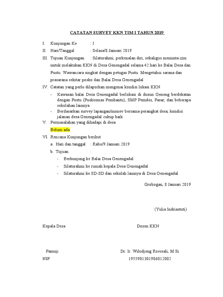 Format Survey Pendahuluan Pdf