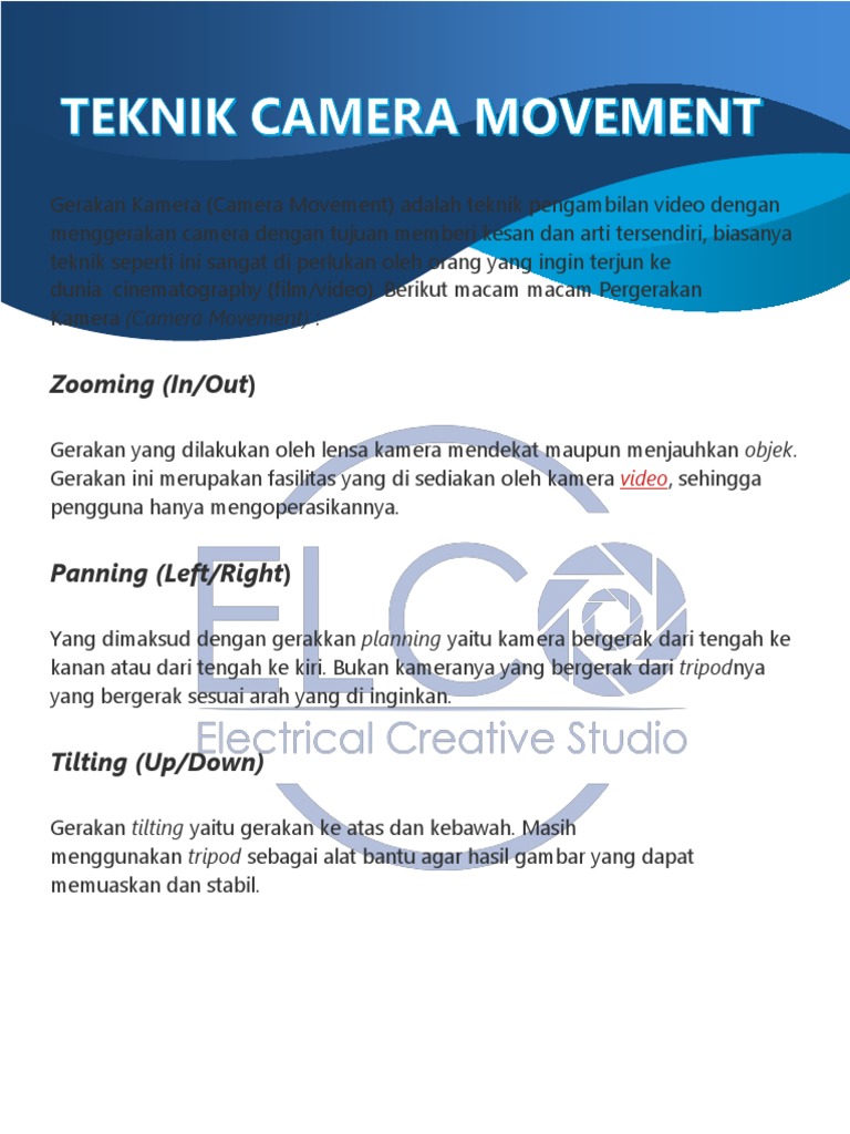 Teknik dan Jenis Gerakan Kamera | PDF | Teknologi & Rekayasa