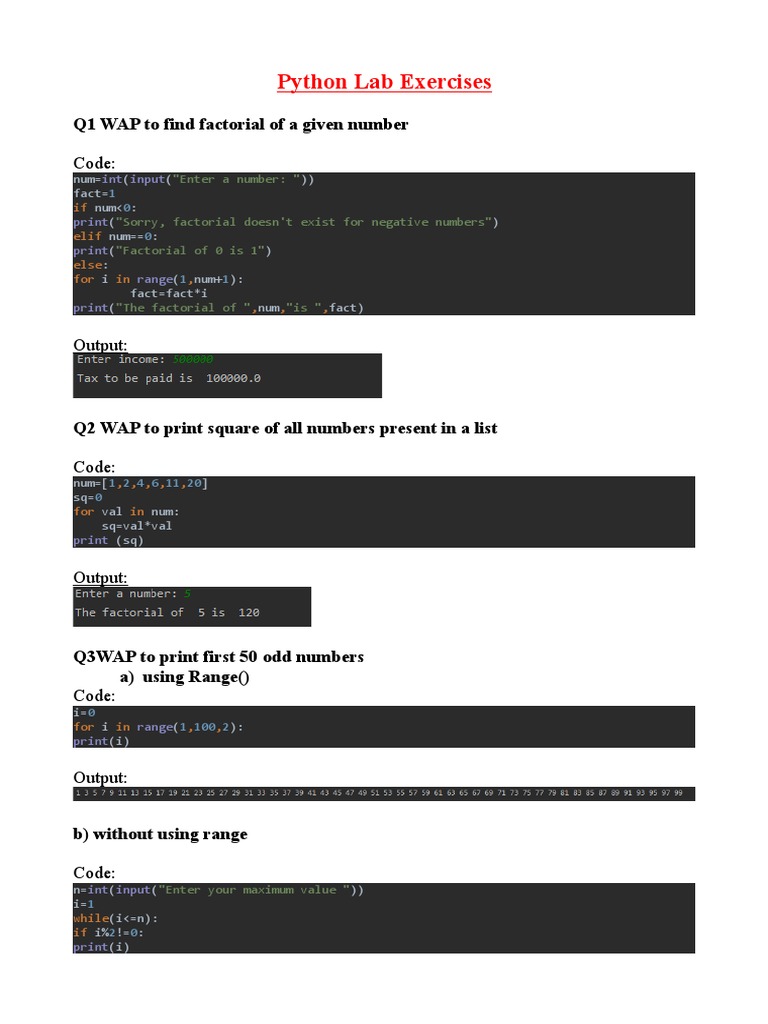 Python Lab Exercises: Code | PDF | Prime Number | Computer Programming