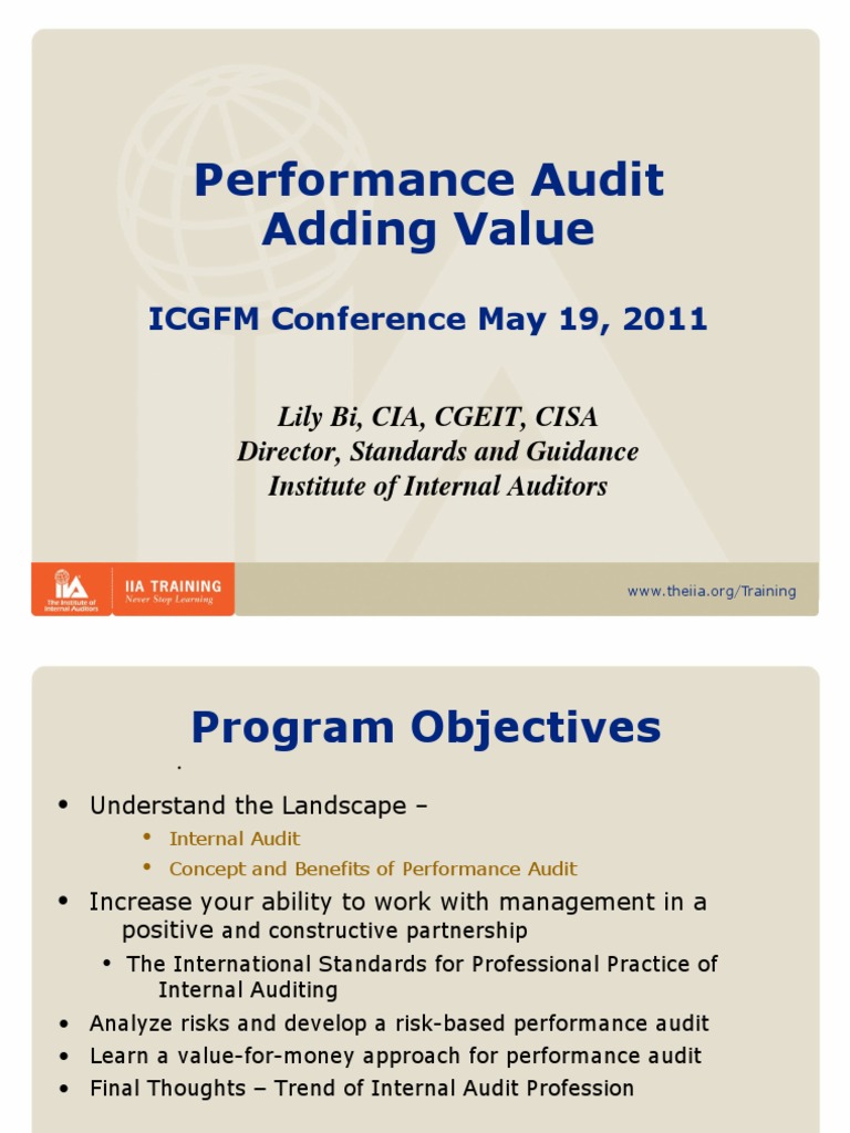 Performance Audit Training Overview | PDF | Internal Audit | Audit