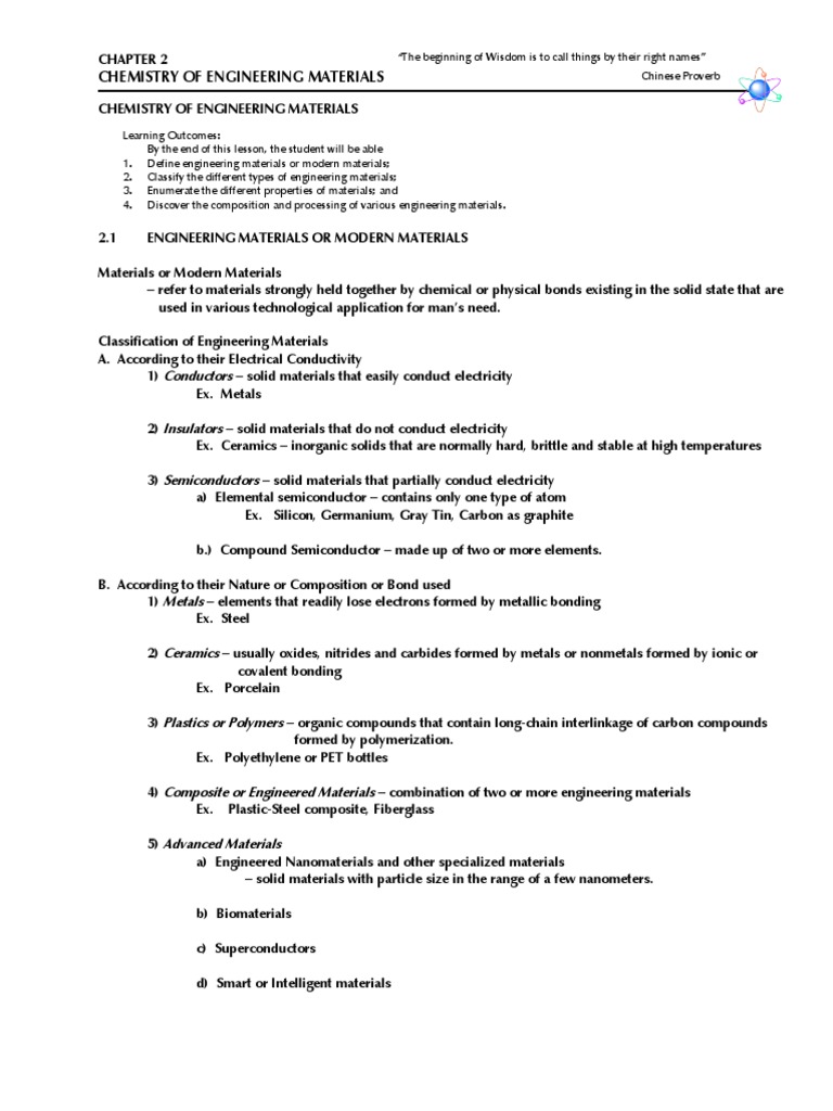 Chemistry of Engineering Materials | PDF | Polymers | Materials Science