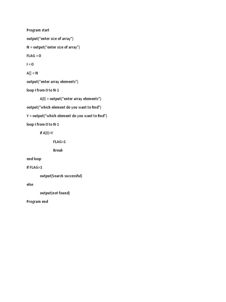 Linear Search Pseudocode | PDF