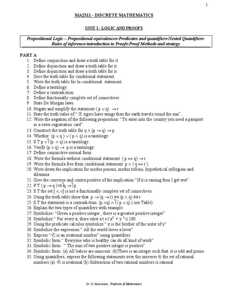 Discrete Mathematics: Logic & Proofs | PDF | Group (Mathematics) | Algebra