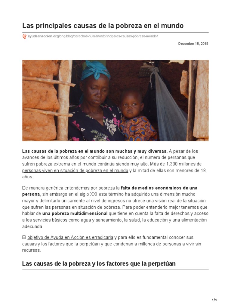 Lectura - Las Principales Causas de La Pobreza en El Mundo | PDF ...
