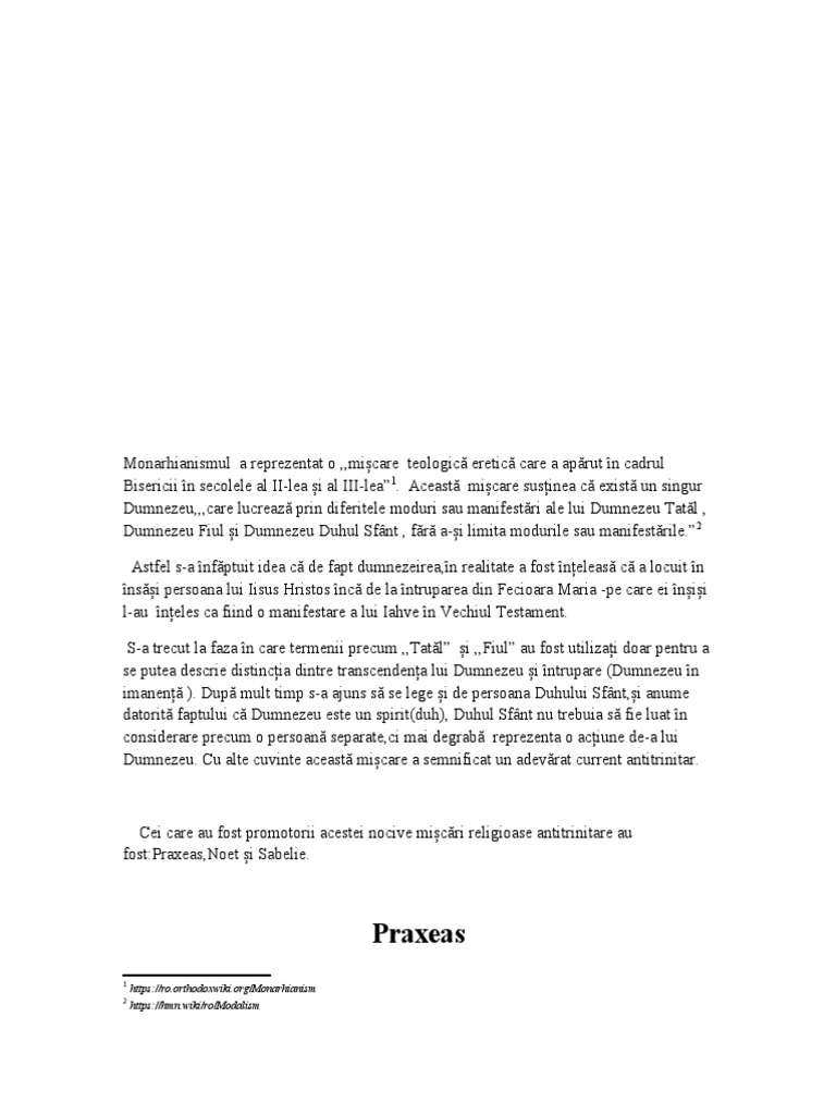 Monarhianismul Modalist. | PDF