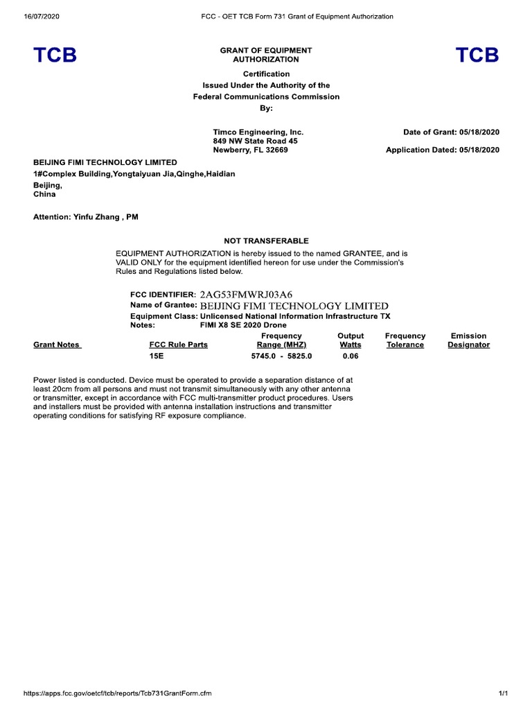 FCC Grant of Equipment Authorization PDF
