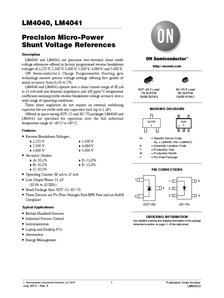 LM4040, LM4041 Precision Micro-Power Shunt Voltage References | PDF ...