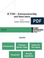 ICT302 - Entrepreneurship and Innovation: Lectorial - Business Planning