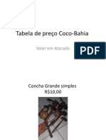 Tabela de preço Coco-Bahia 2