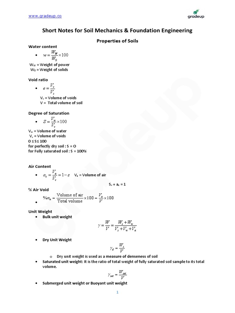 Soil Mechanics & Foundation Engineering Notes | PDF | Earth Sciences ...
