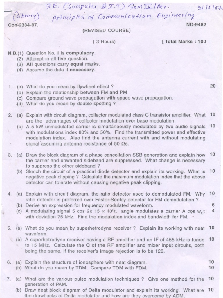 J07se4 Com It Pceng | PDF | Frequency Modulation | Detector (Radio)