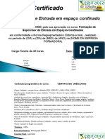 Certificado Treinamento Espaço Confinado