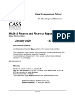 Ma2612 Finance and Financial Reporting A: BSC (Hons) Degree in Mathematics