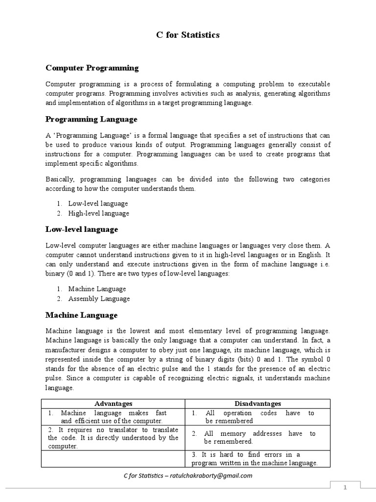 C For Statistics: Computer Programming | PDF | Control Flow | C ...
