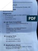 Today's Visit: - Cramping Pain in The Abdomen