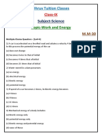 Dhruv Tuition Class Science Work and Energy MCQs