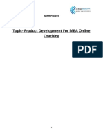 Topic-Product Development For MBA Online Coaching: MRH Project