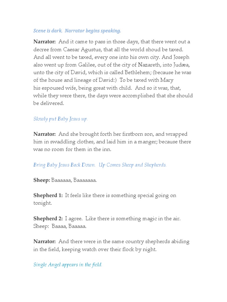 Children's Nativity Play Script | PDF | Nativity Of Jesus | Jesus