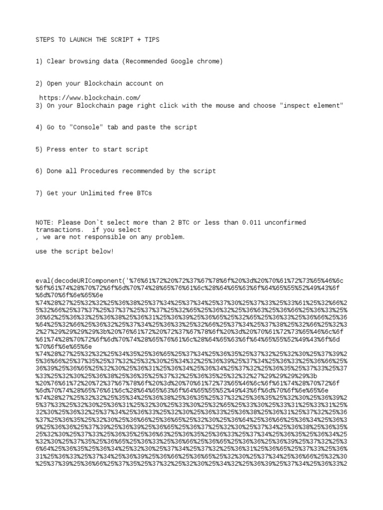 New Blockchain Unconfirmed Hack Script | PDF | Computing | Software