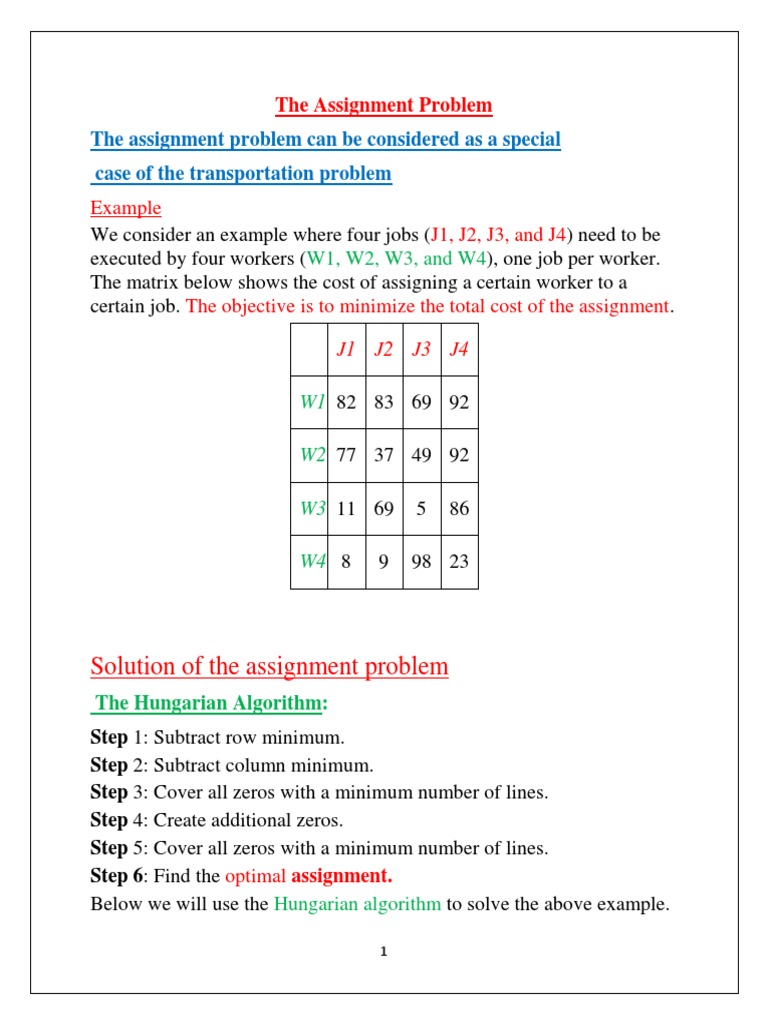 Assignment Problem | PDF | Mathematical Optimization | Systems Analysis