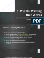 CW4004:Writing That Works: Week 10: Structuring A Piece of Writing: Coherence and Cohesion