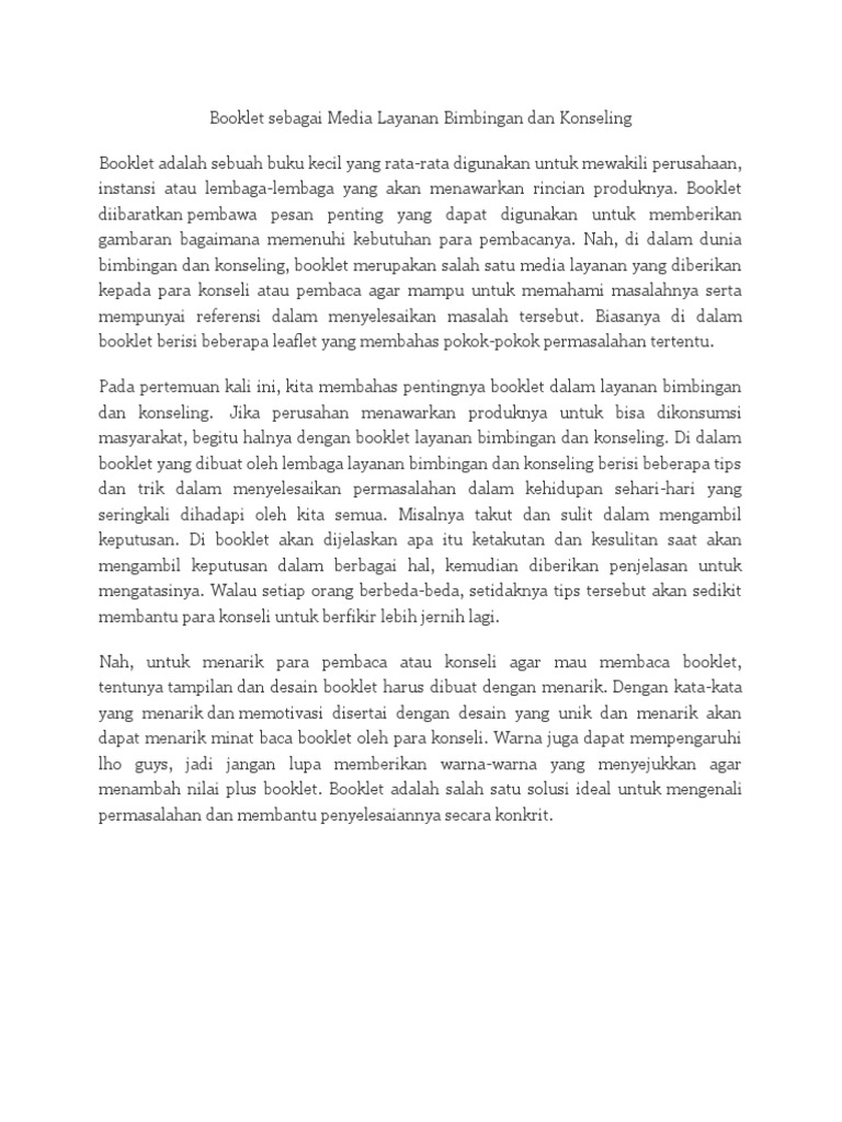 Booklet untuk Bimbingan dan Konseling | PDF | Karier & Perkembangan