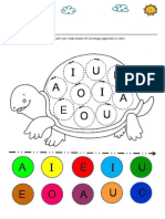 Instrucciones: Colorea Las Vocales Que Están Dentro de La Tortuga Siguiendo La Clave