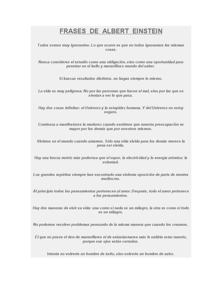 Frases Inspiradoras de Einstein | PDF | Science | Certeza, image size:768x1024