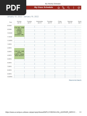 My Weekly Schedule
