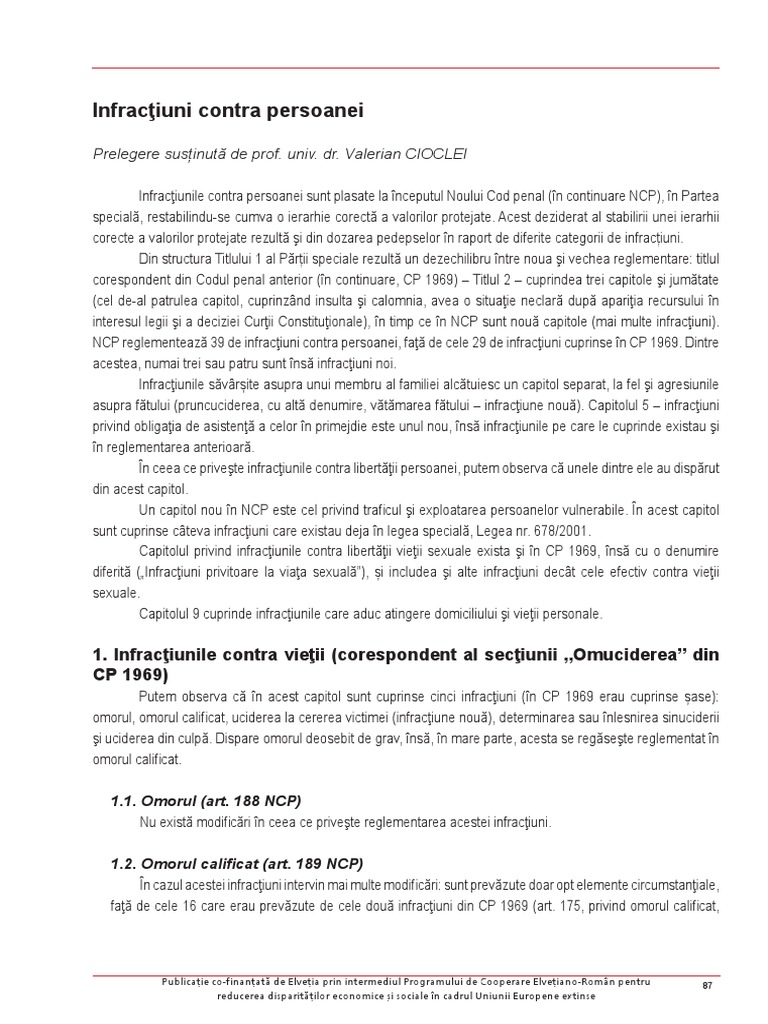 Var Infractiuni Contra Persoanei. | PDF