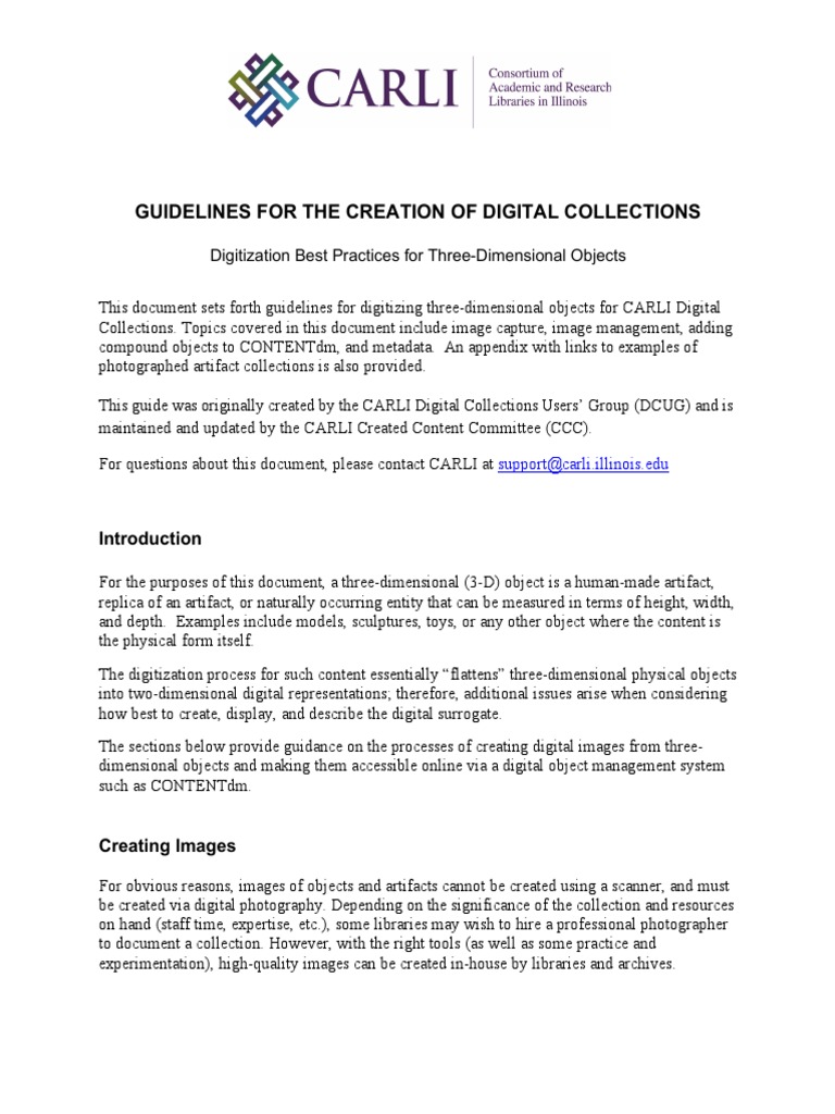Guidelines for 3D Digitization | PDF | Camera | Metadata
