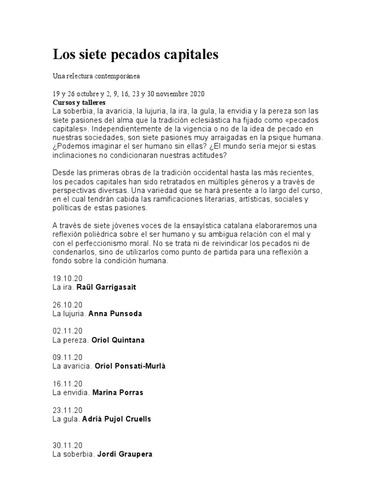 Los Siete Pecados Capitales | PDF