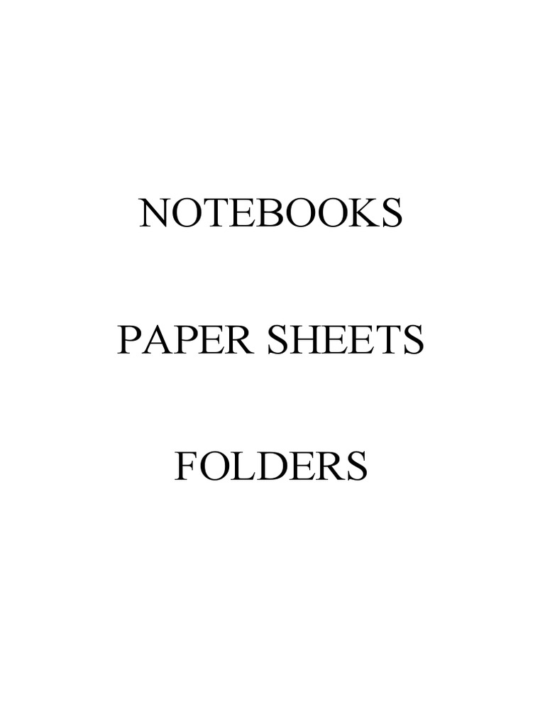 Notebooks Paper Sheets Folders | PDF | Art
