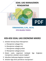 Kisi-Kisi Soal Uas Manajemen Pegantar