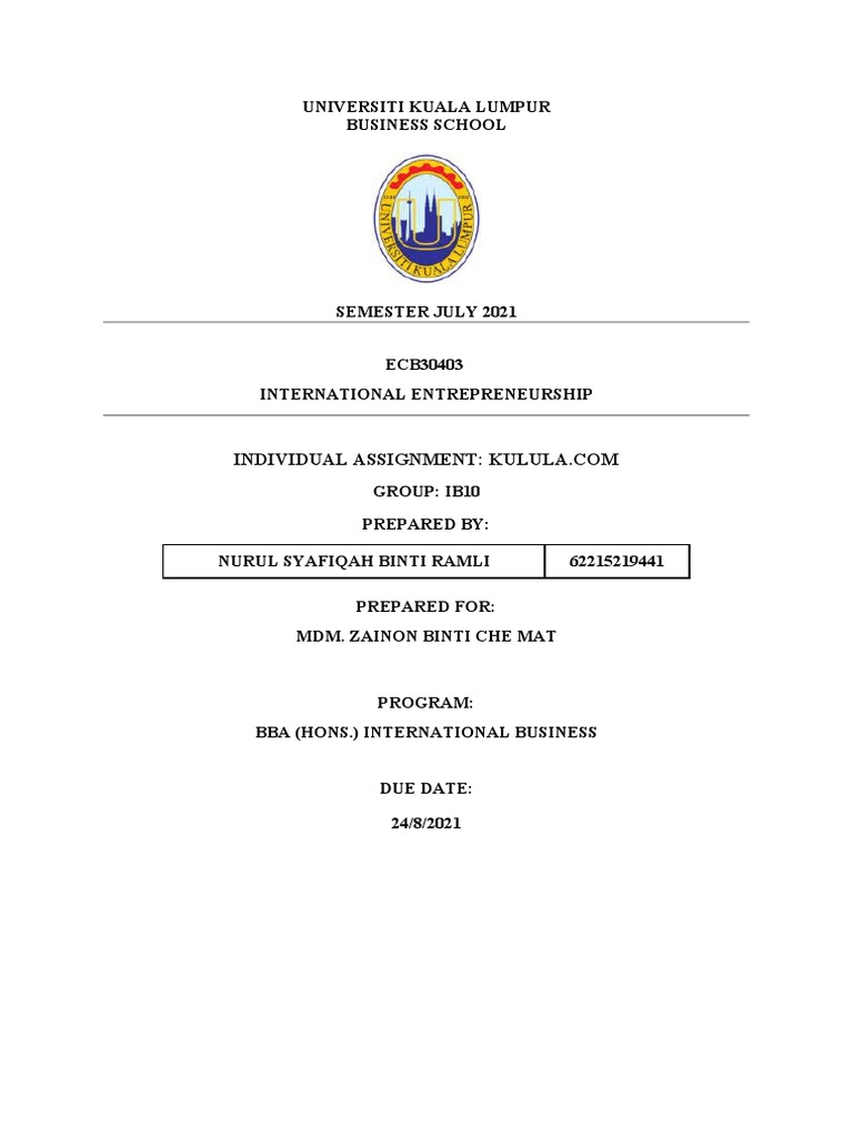 International Entrepreneurship Individual Assignment | PDF | Low Cost ...