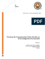 Técnicas de Comunicación Oral y Escrita en La Investigación Documental