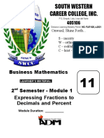 Business Mathematics 2 Semester - Module 1: Expressing Fractions To Decimals and Percent
