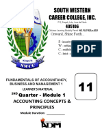 South Western Career College, Inc.: Quarter - Module 1