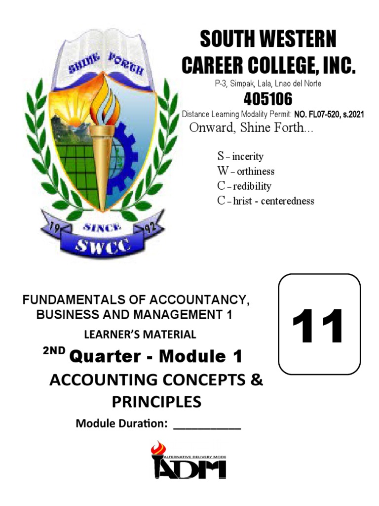 South Western Career College, Inc.: Quarter - Module 1 | PDF | Debits ...
