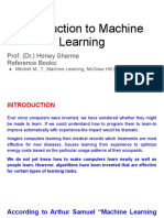 Introduction To Machine Learning: Prof. (DR.) Honey Sharma Reference Books
