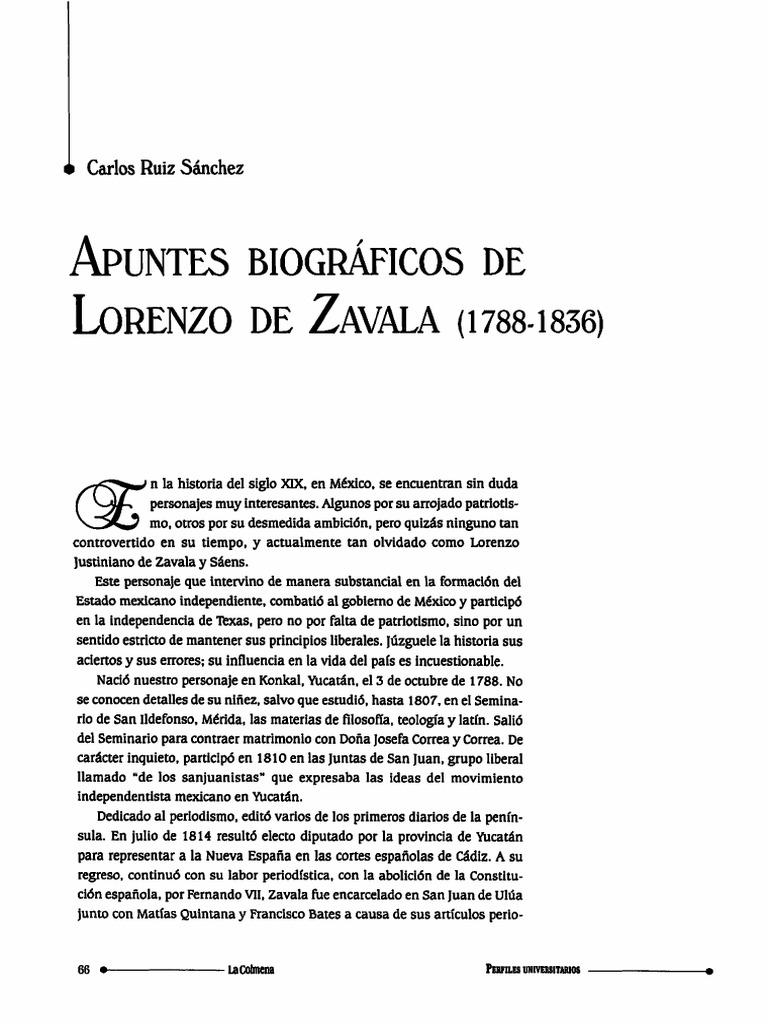 46a Apuntes Biograficos de Lorenzo de Zavala PDF México Gobierno