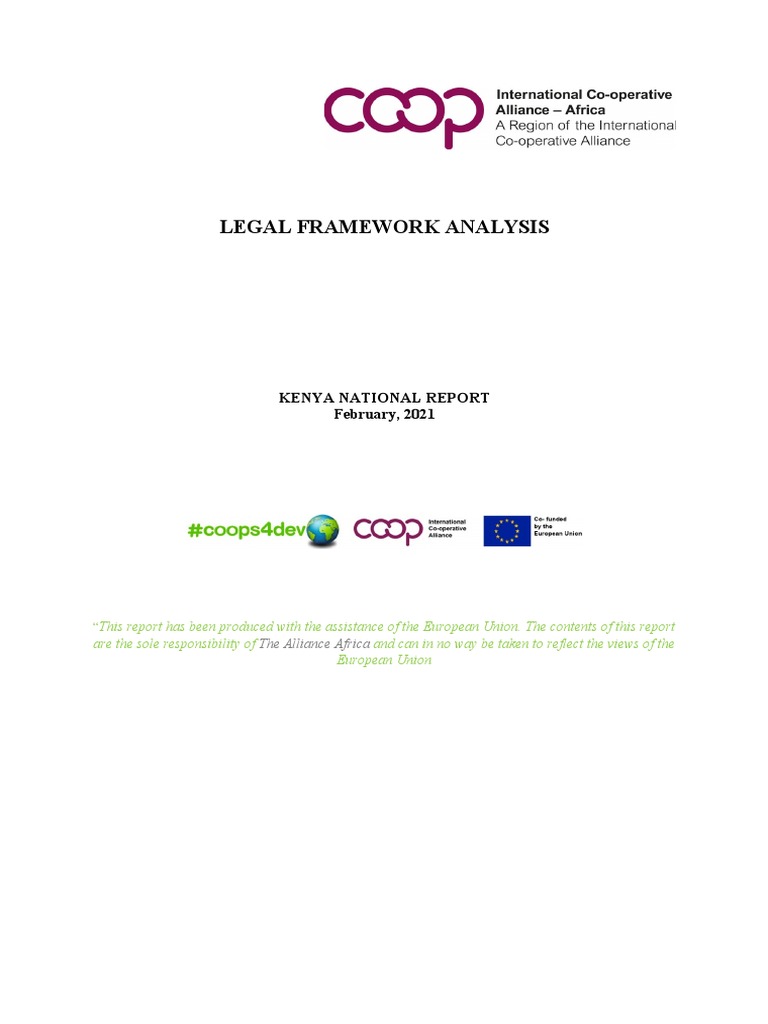 Kenya Legal Framework Analysis PDF Taxes Cooperative