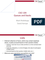 CSCI 104 Queues and Stacks: Mark Redekopp David Kempe