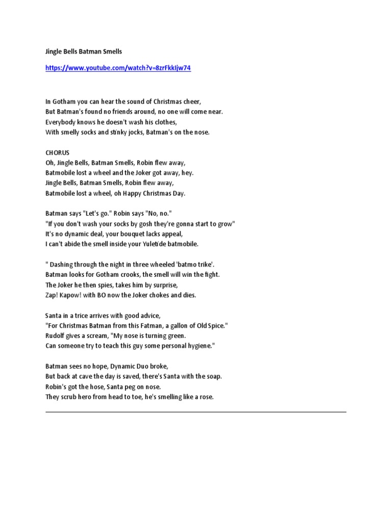 Jingle Bells Batman Smells PDF Batman Dc Comics