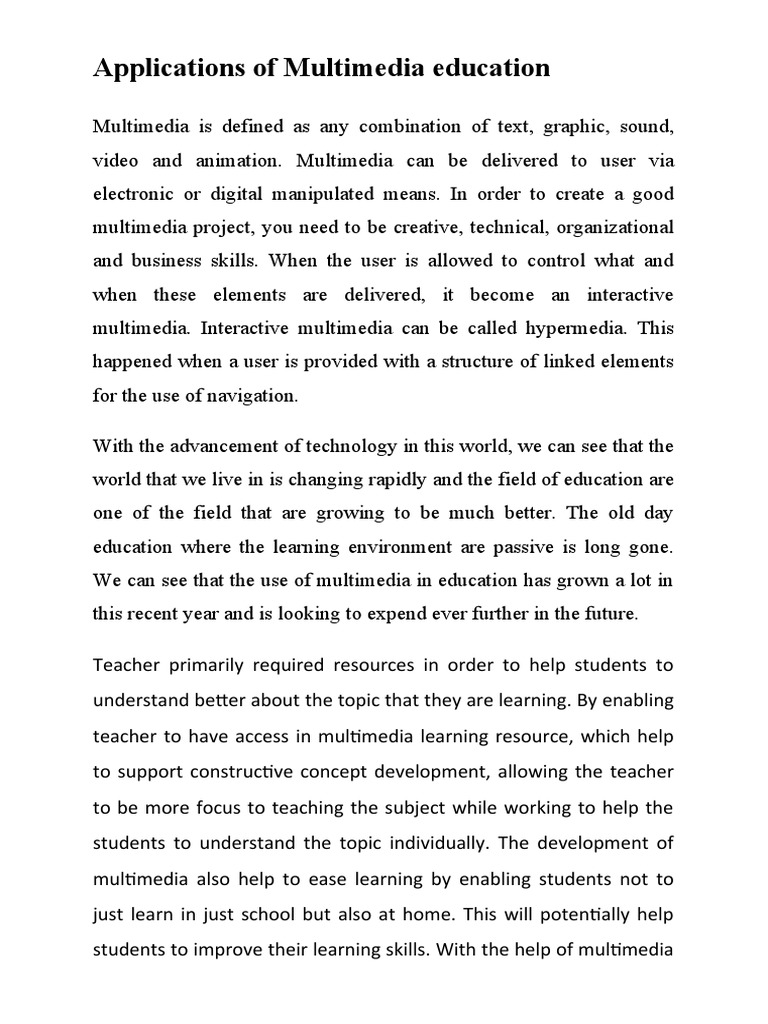 Applications of Multimedia Education | PDF | Art