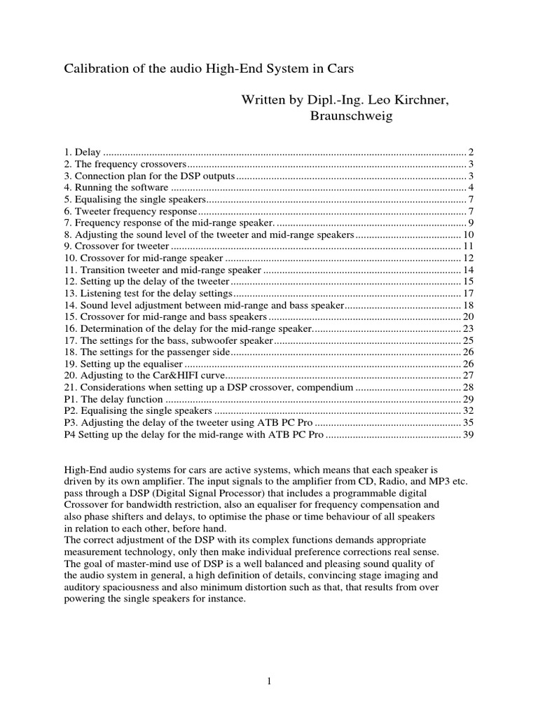 Calibration of Car Audio Systems A Guide to Optimizing Speaker Delay