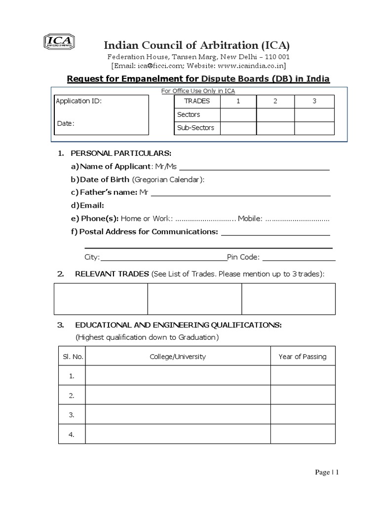 Empanelment Form | PDF