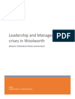 Leadership and Managerial Crises in Woolworth: Bma547 Organizational Behaviour