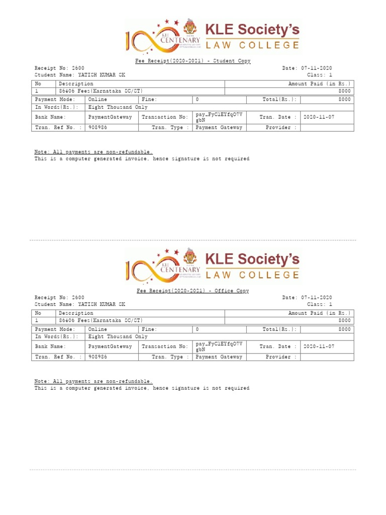 Fee Receipt | PDF | Receipt | Payments
