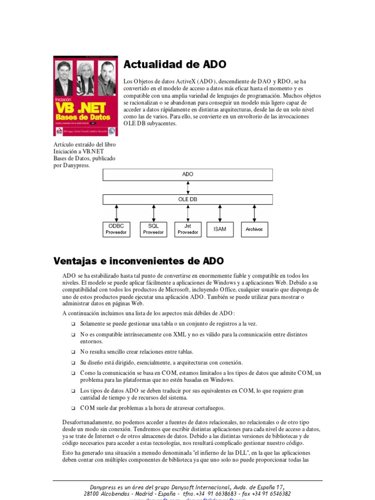 El Modelo ADONET Comparte Muchas Semejanzas Con ADO | PDF | Active X ...